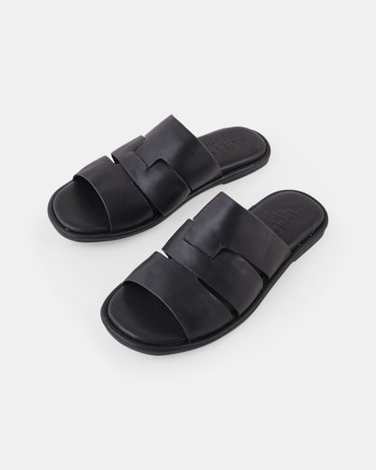 Rio Leather Slide - Black