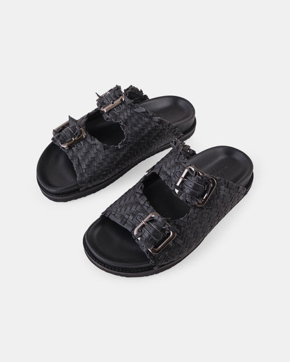 Amara Leather Slide - Black