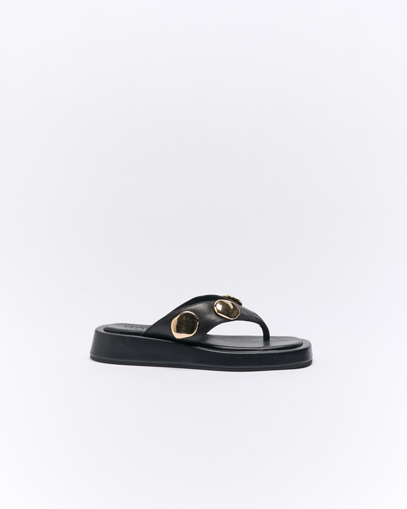 Boston Leather Slide - Black