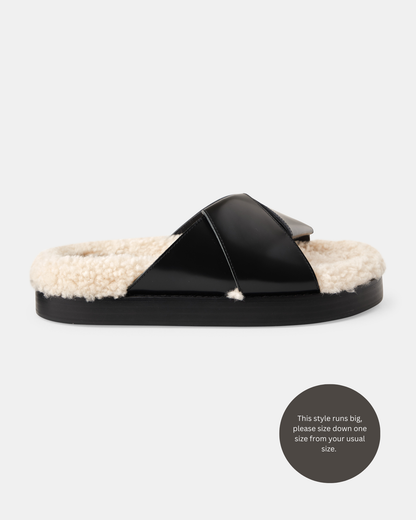 Harper Shearling Slide - Black