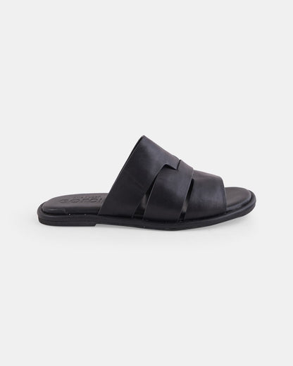 Rio Leather Slide - Black