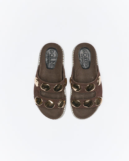 Shae Leather Slide - Chocolate Suede