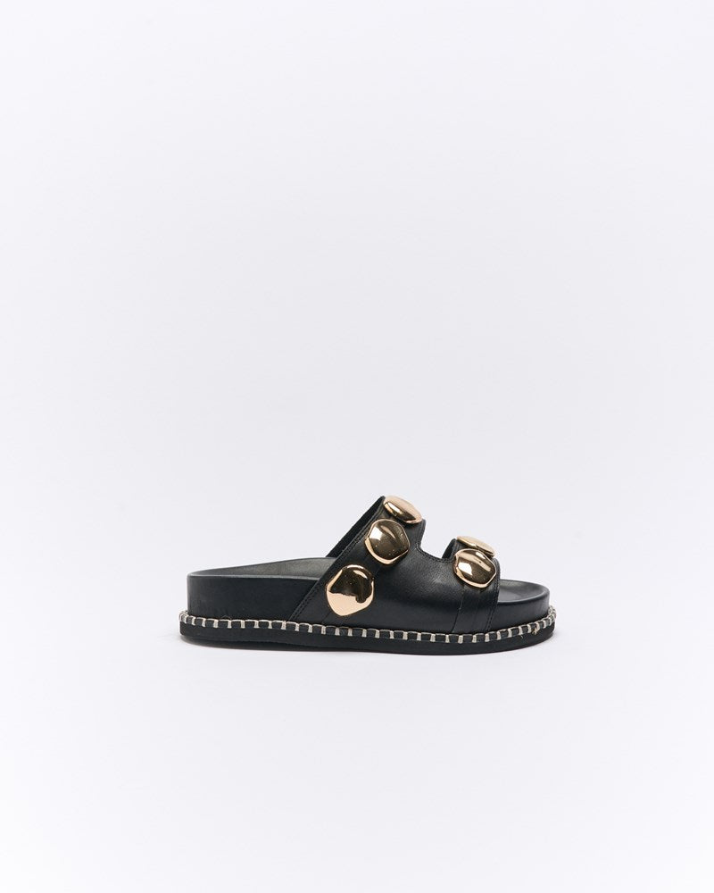 Shae Leather Slide - Black