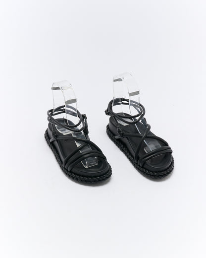 Stone Leather Sandal - Black