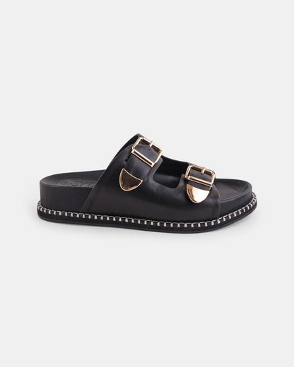 Suki Leather Slide - Black